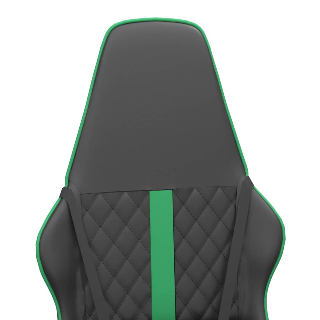 Massage gaming chair, green and black, eco-leather