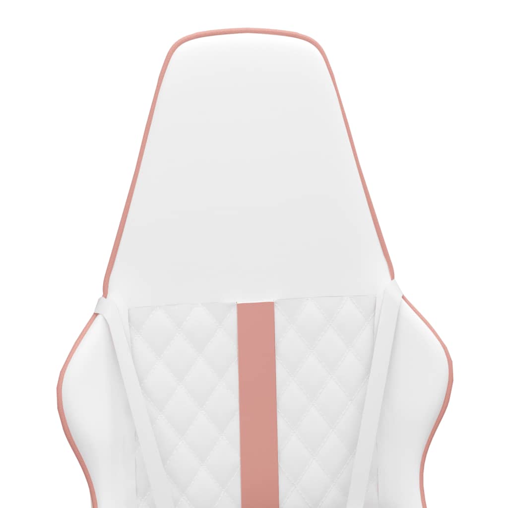 Massage gaming chair, white and pink, eco-leather