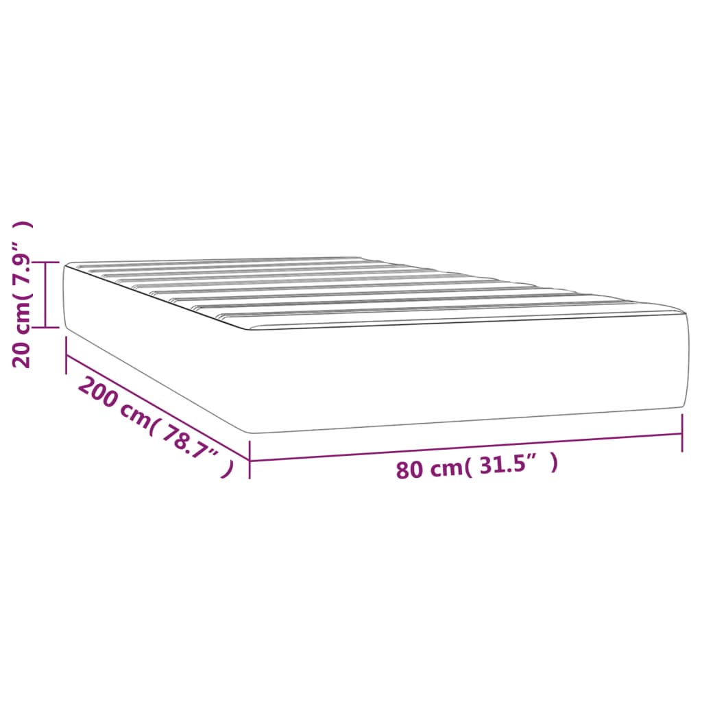 Spring bed mattress, light gray, 80x200x20 cm, textile