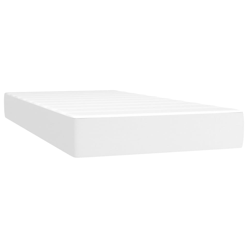 Spring bed mattress, white, 80x200x20 cm, eco-leather