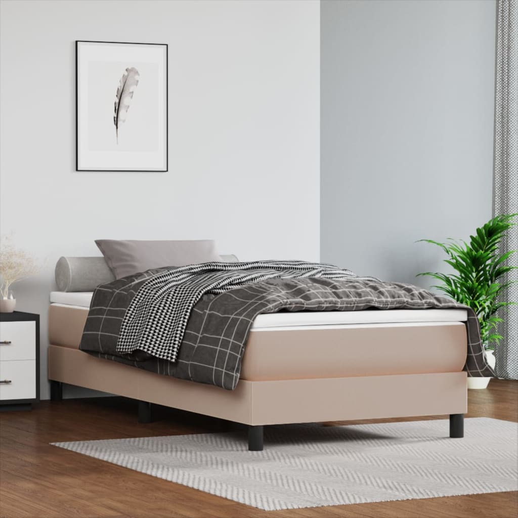 Spring mattress, cappuccino, 80x200x20 cm, eco-leather