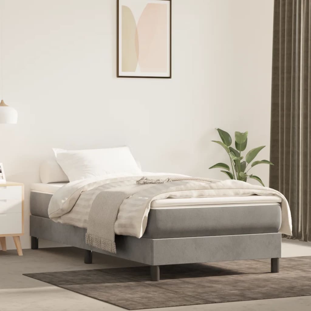 Spring bed mattress, light grey, 80x200x20 cm, velvet