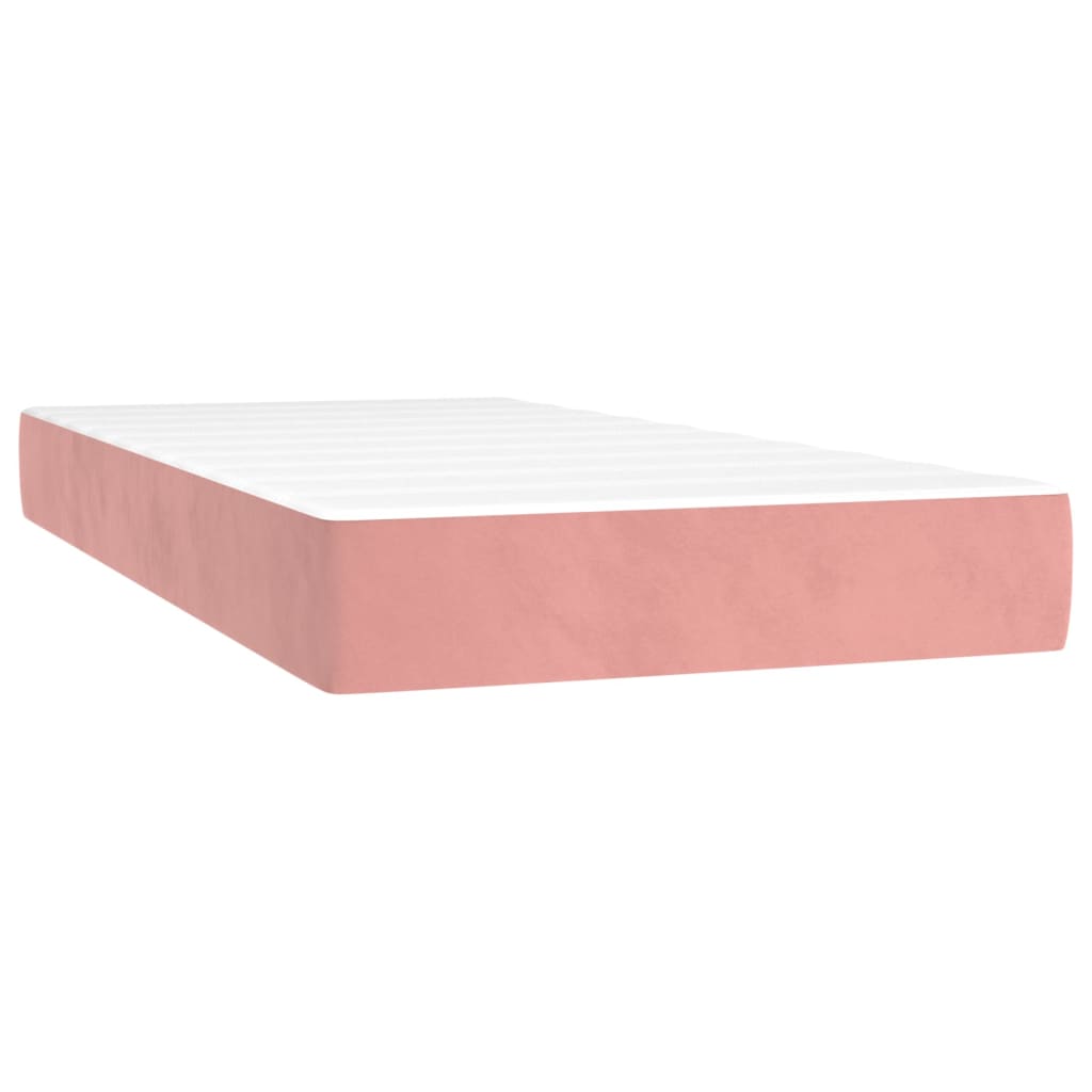 Spring mattress, pink, 80x200x20 cm, velvet