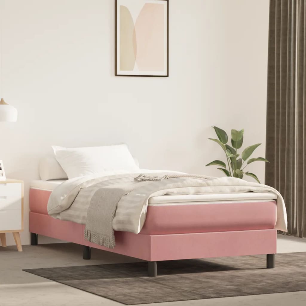 Spring mattress, pink, 80x200x20 cm, velvet