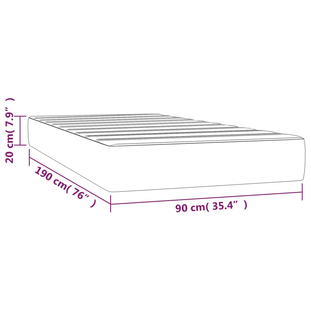 Spring bed mattress, dark grey, 90x190x20 cm, textile