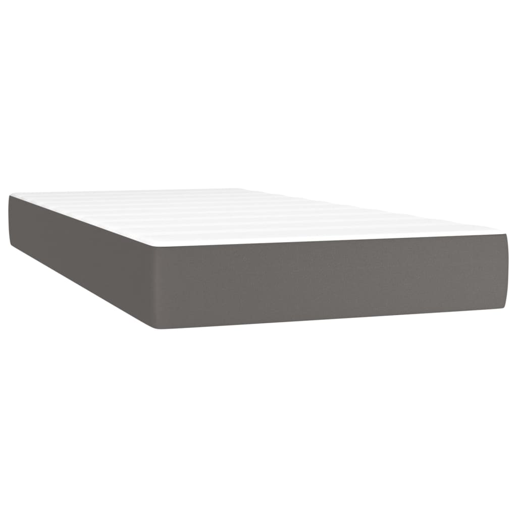 Spring bed mattress, gray, 90x190x20 cm, eco-leather