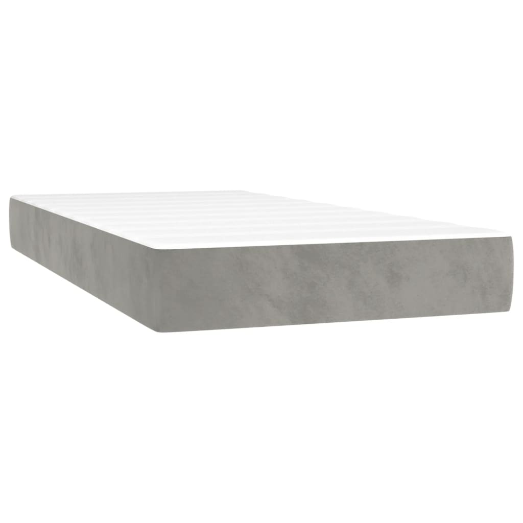 Spring bed mattress, light grey, 90x190x20 cm, velvet