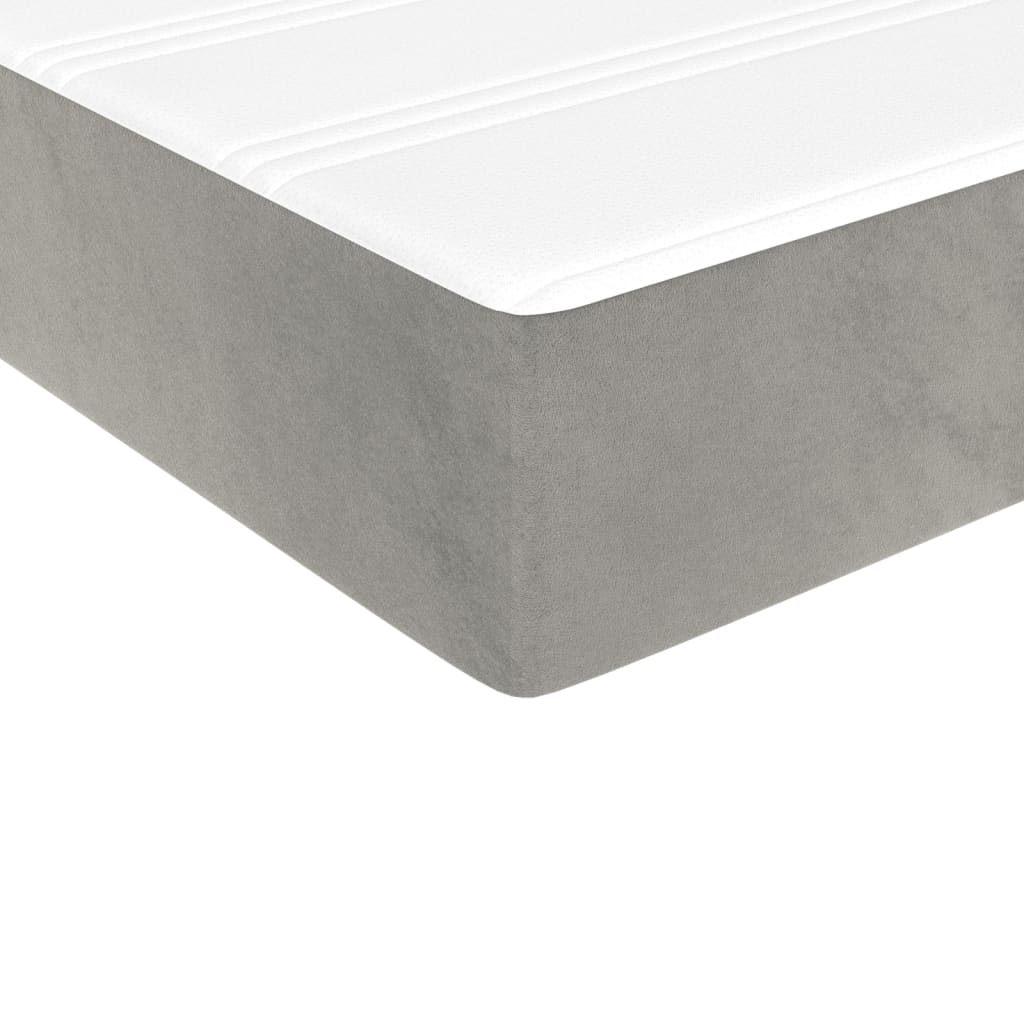 Spring bed mattress, light grey, 90x190x20 cm, velvet