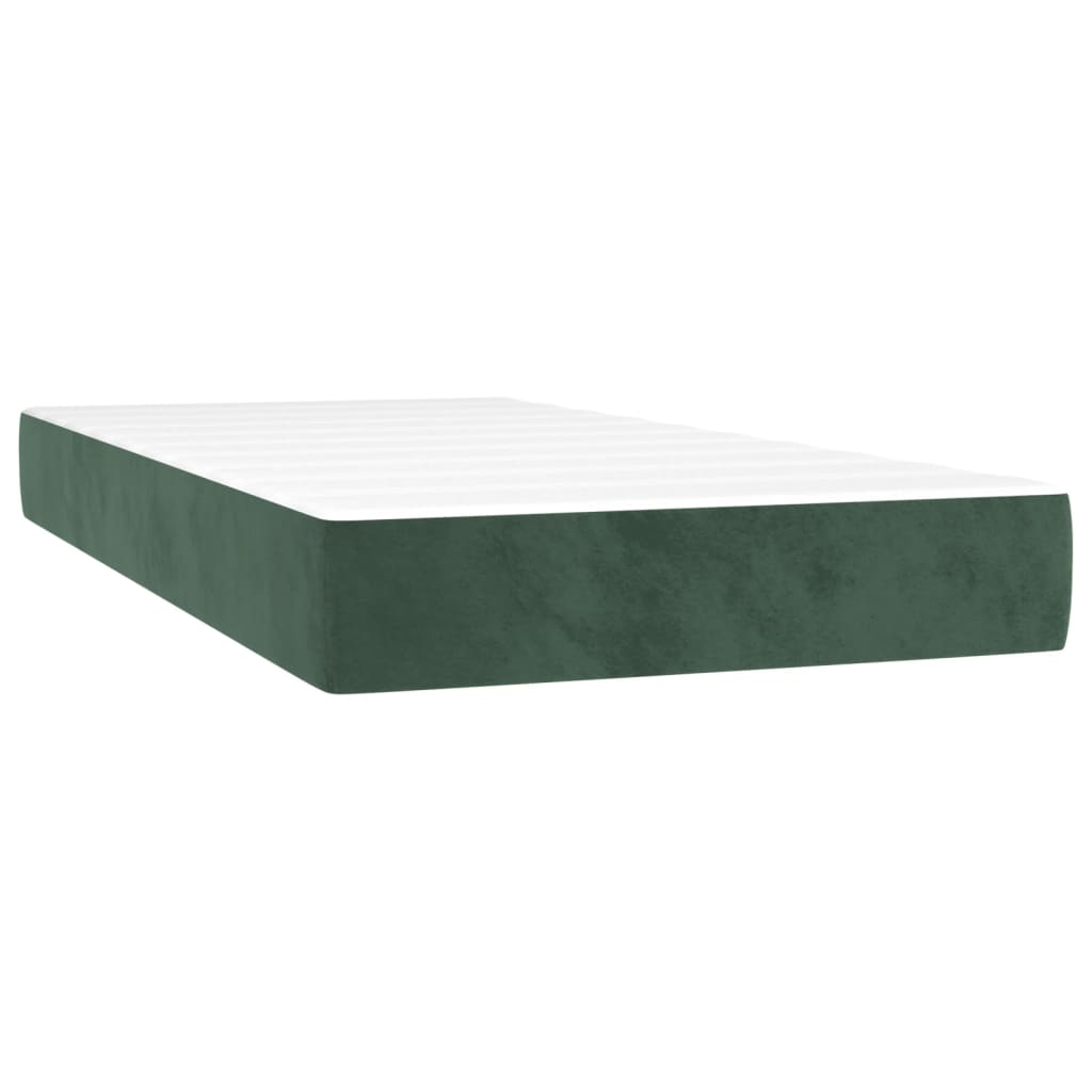 Spring mattress, dark green, 90x190x20 cm, velvet