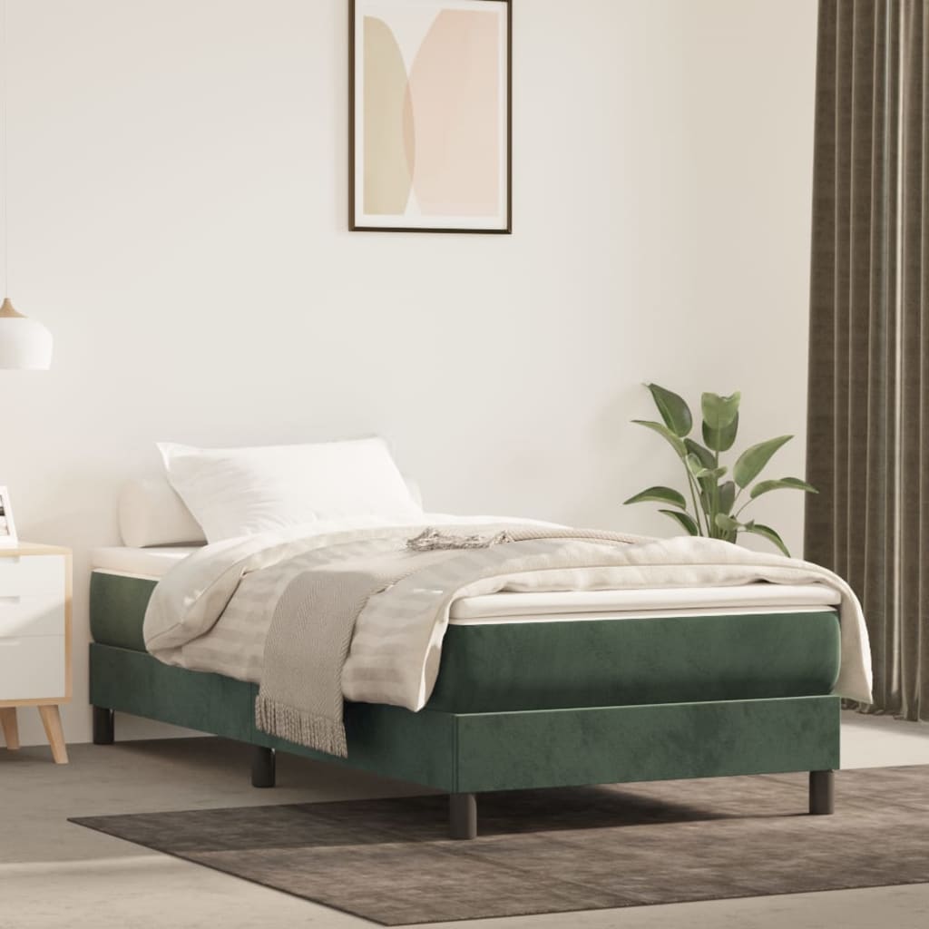 Spring mattress, dark green, 90x190x20 cm, velvet