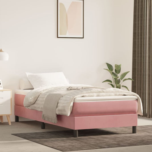 Spring mattress, pink, 90x190x20 cm, velvet