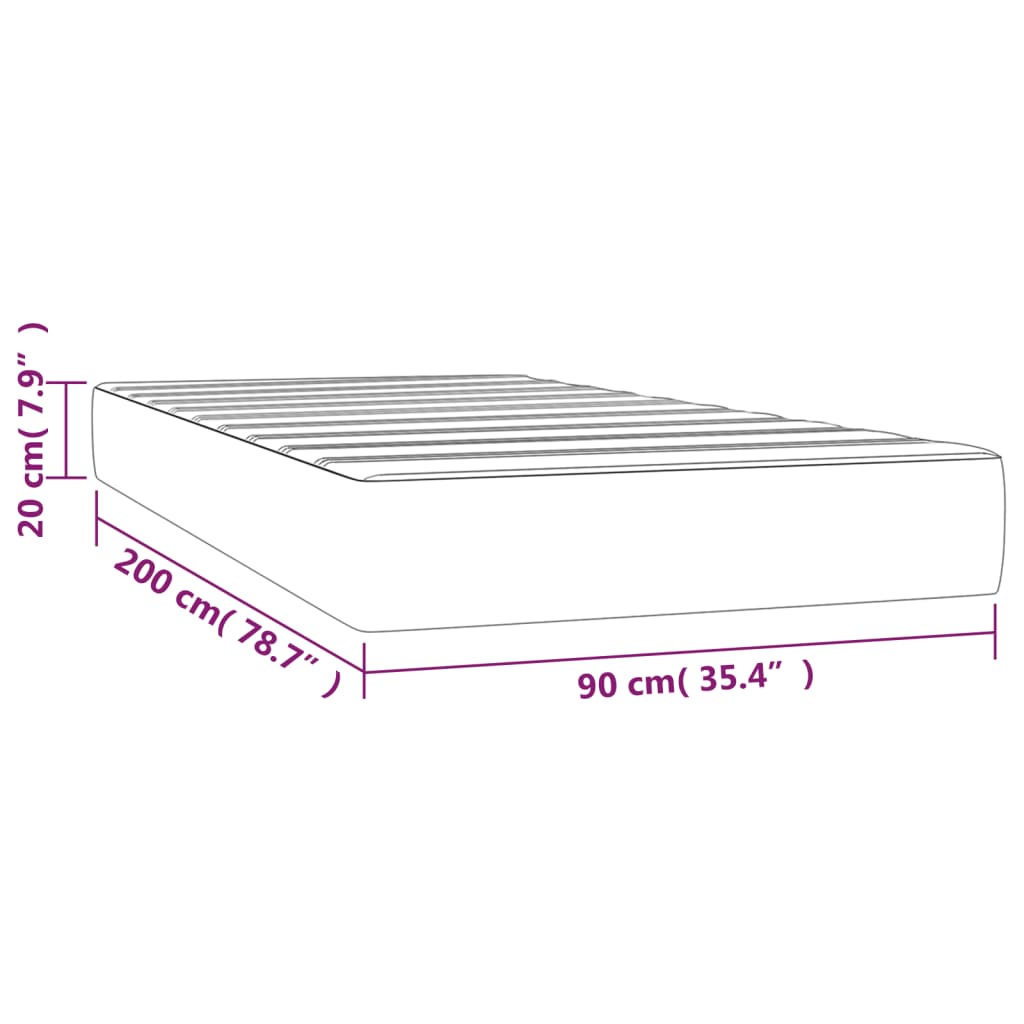 Spring bed mattress, taupe grey, 90x200x20 cm, textile