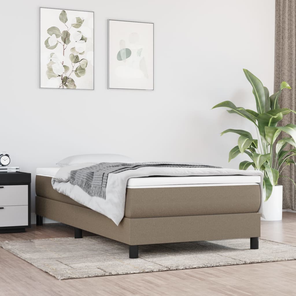 Spring bed mattress, taupe grey, 90x200x20 cm, textile