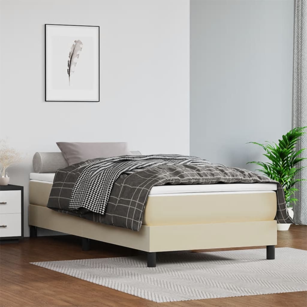 Spring bed mattress, cream, 90x200x20 cm, eco-leather