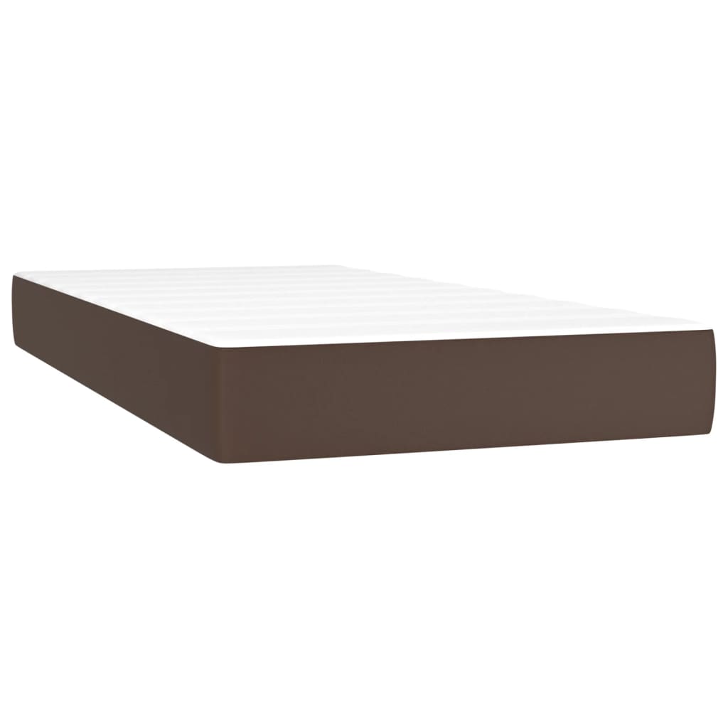 Spring bed mattress, brown, 90x200x20 cm, eco-leather