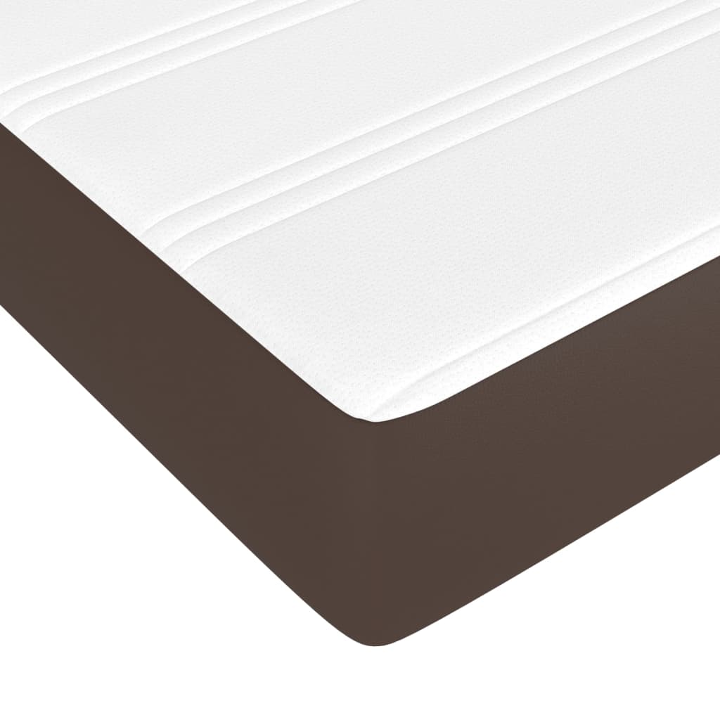 Spring bed mattress, brown, 90x200x20 cm, eco-leather