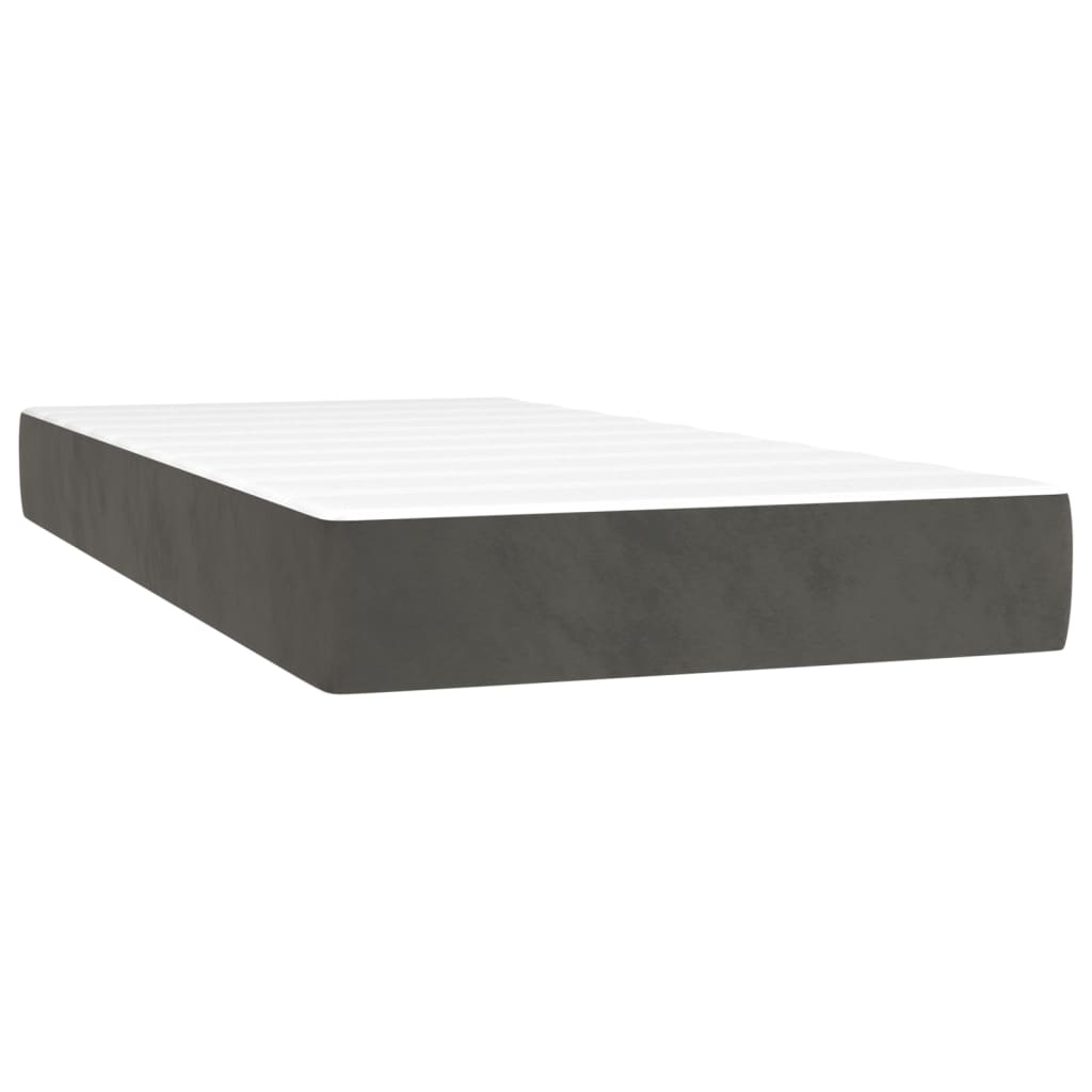 Spring bed mattress, dark grey, 90x200x20 cm, velvet