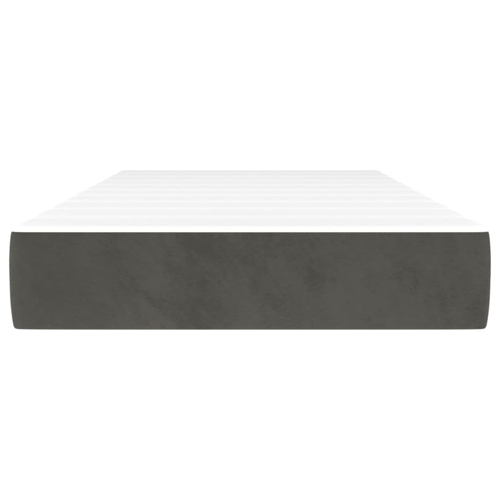 Spring bed mattress, dark grey, 90x200x20 cm, velvet