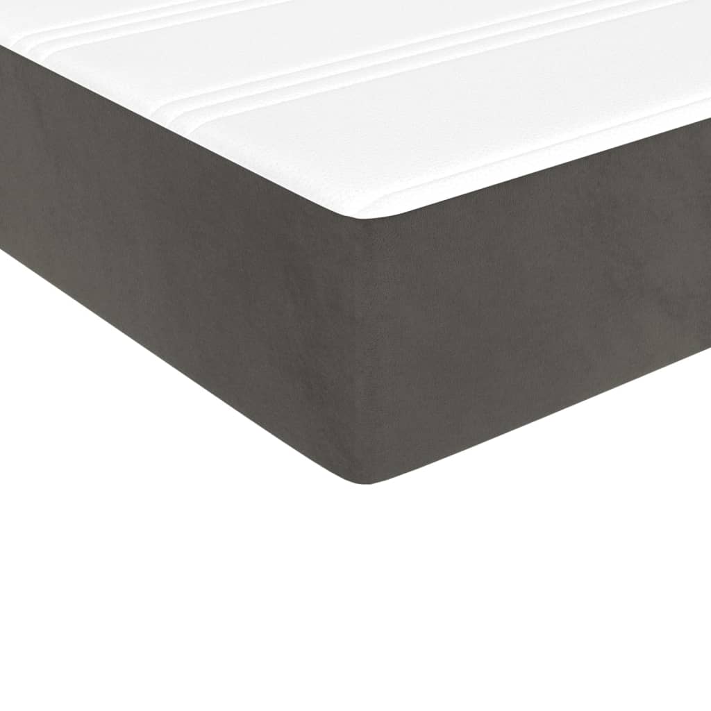 Spring bed mattress, dark grey, 90x200x20 cm, velvet