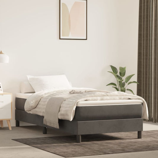 Spring bed mattress, dark grey, 90x200x20 cm, velvet