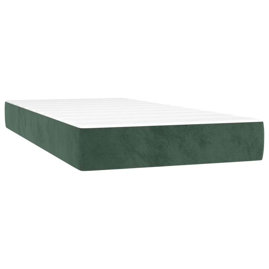 Spring bed mattress, dark green, 90x200x20 cm, velvet