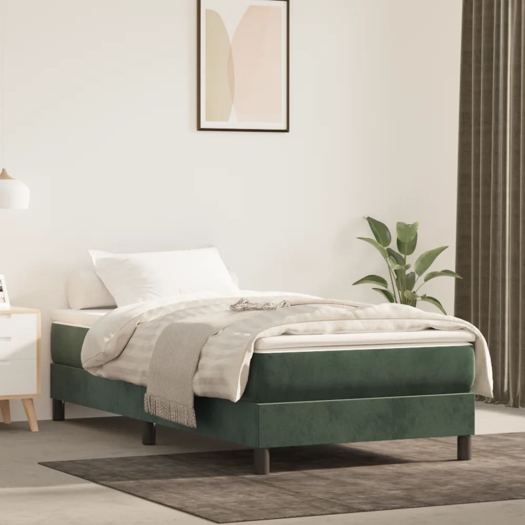 Spring bed mattress, dark green, 90x200x20 cm, velvet