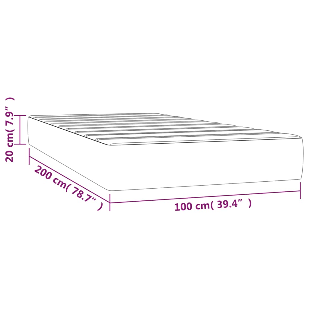 Spring bed mattress, light gray, 100x200x20 cm, textile