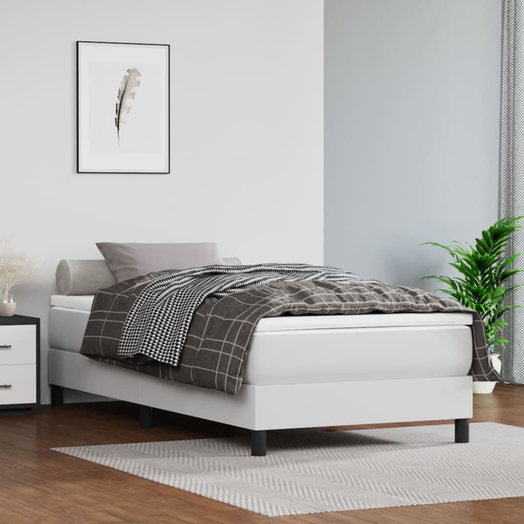 Spring mattress, white, 100x200x20 cm, eco-leather