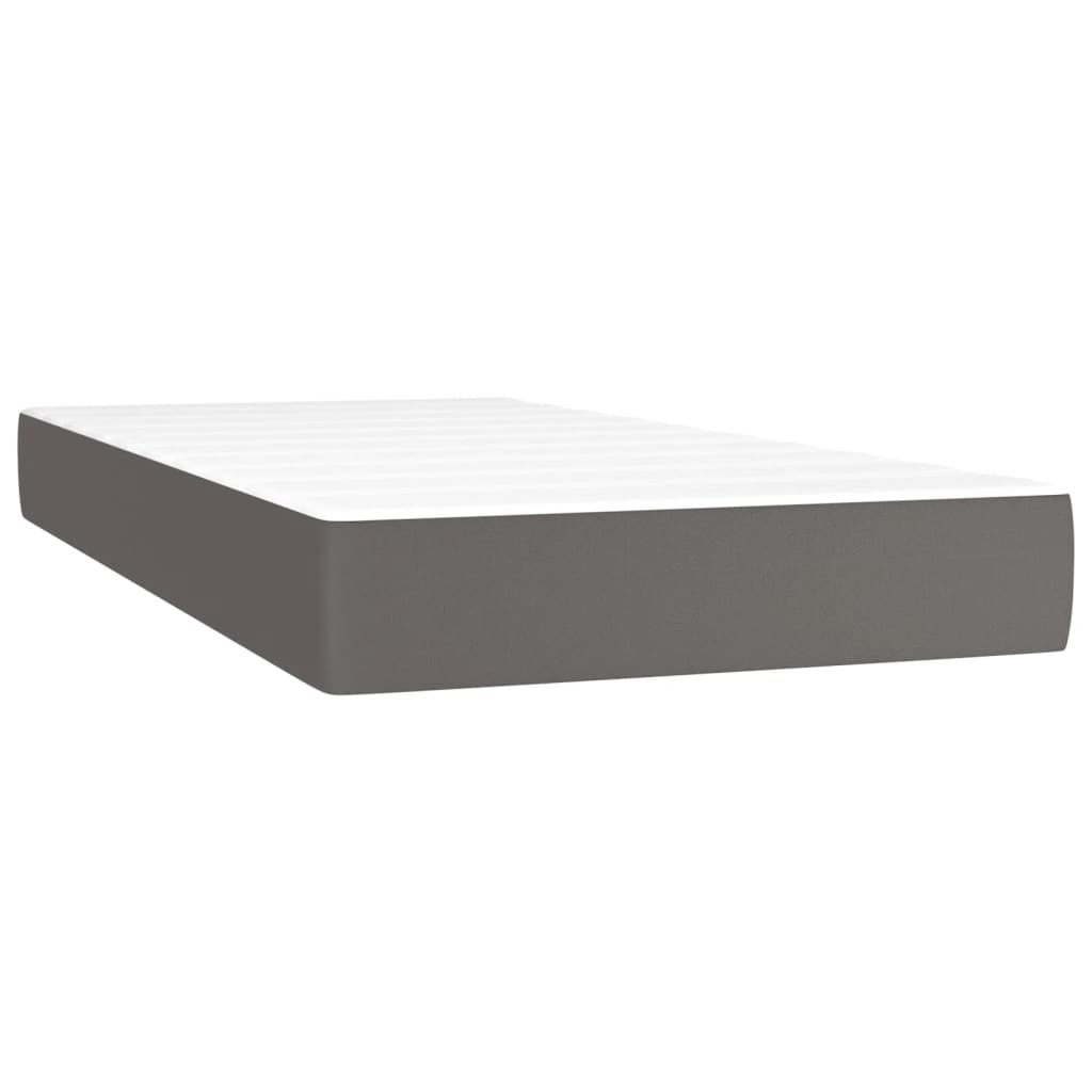 Spring mattress, grey, 100x200x20 cm, eco-leather