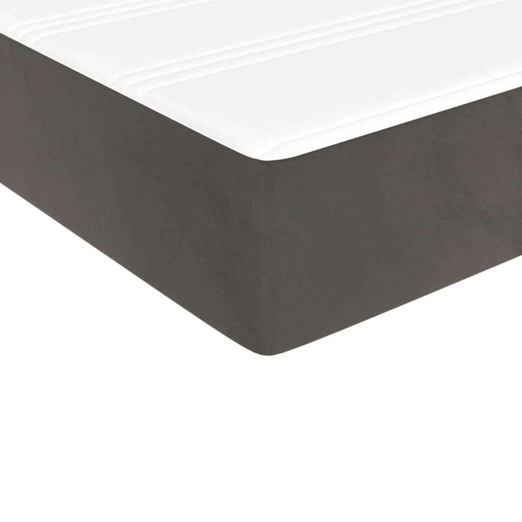 Spring bed mattress, dark grey, 100x200x20 cm, velvet