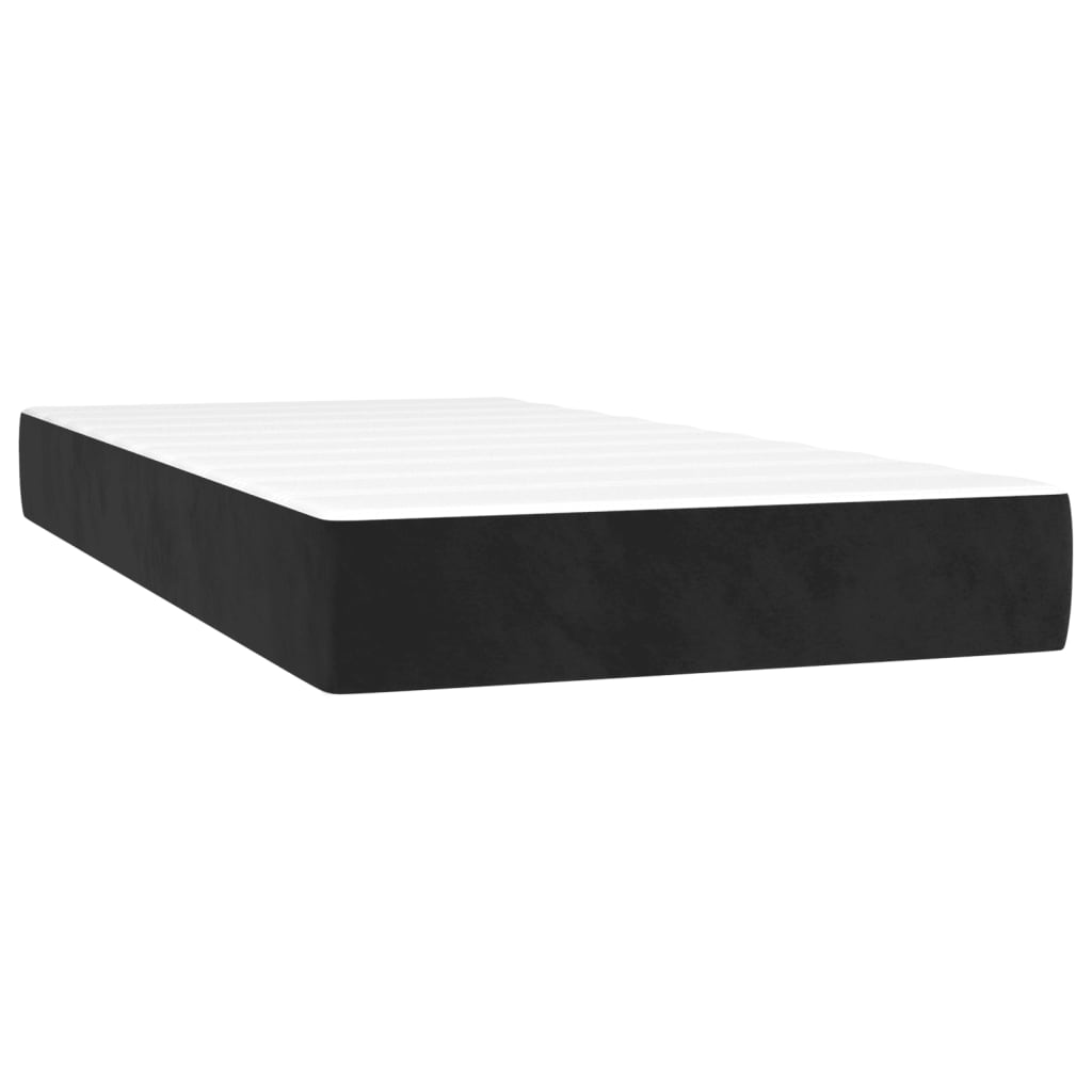 Spring mattress, black, 100x200x20 cm, velvet