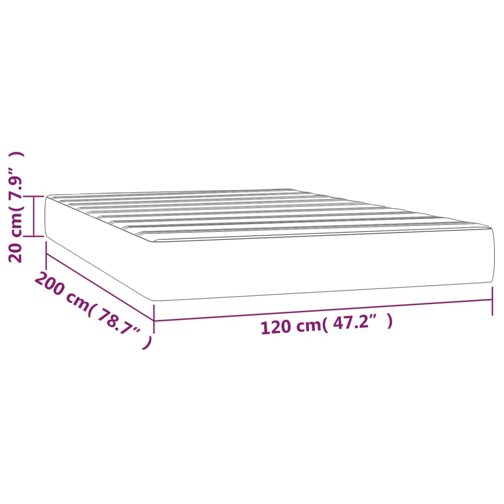 Spring bed mattress, taupe grey, 120x200x20 cm, textile