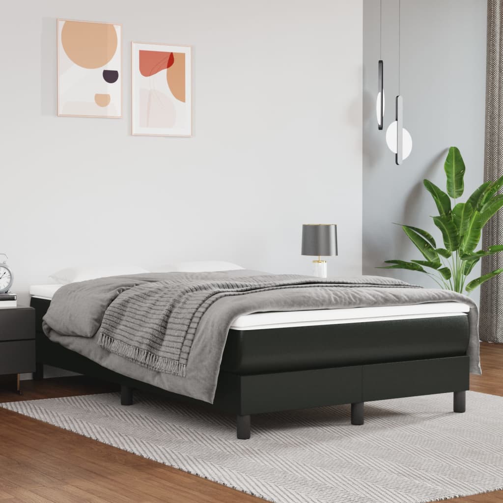 Spring bed mattress, black, 120x200x20 cm, eco-leather