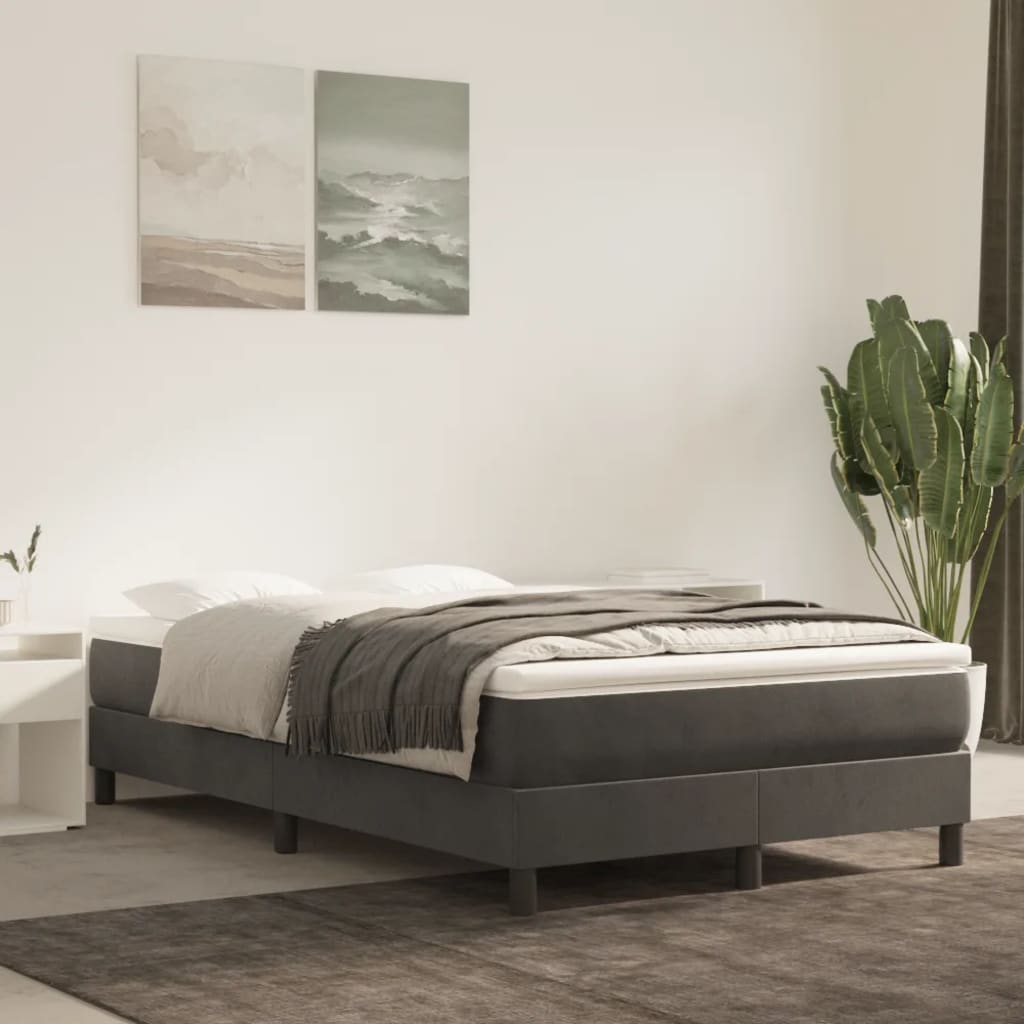 Spring mattress, dark grey, 120x200x20 cm, velvet