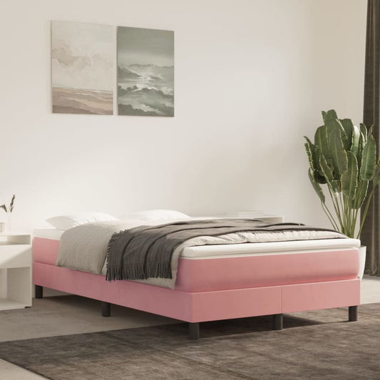 Spring mattress, pink, 120x200x20 cm, velvet