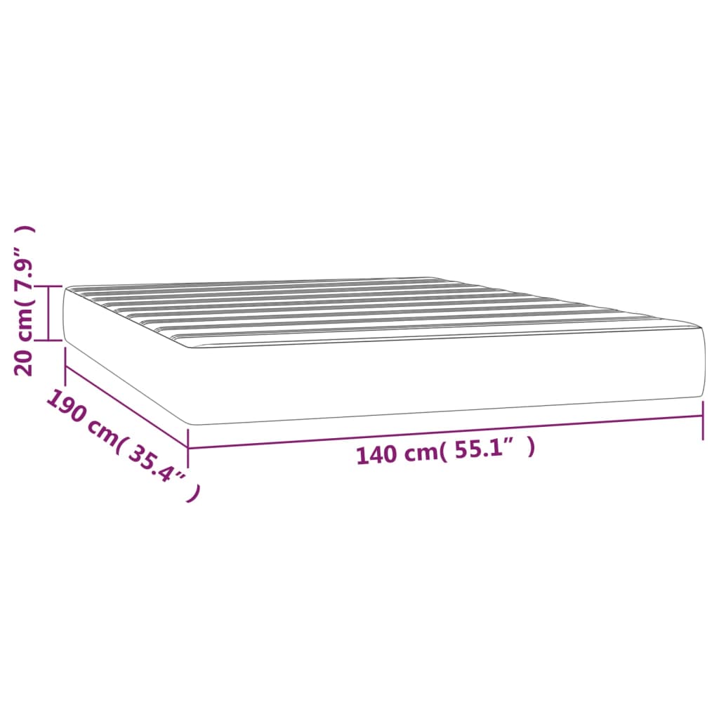 Spring bed mattress, light gray, 140x190x20 cm, textile