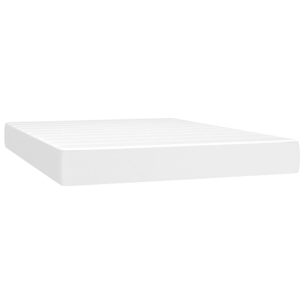 Spring bed mattress, white, 140x190x20 cm, eco-leather