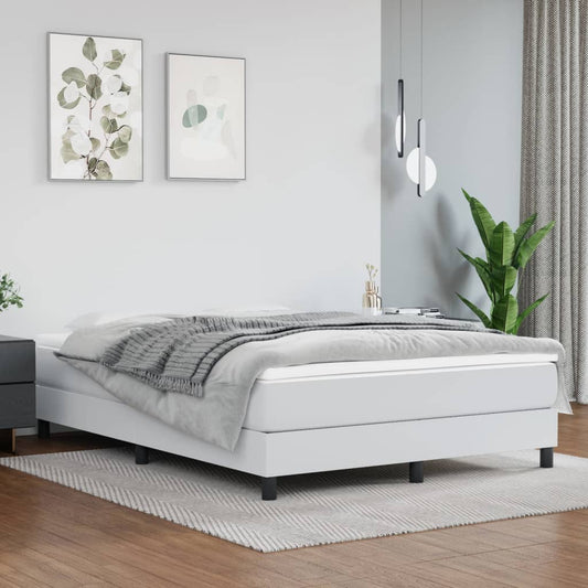 Spring bed mattress, white, 140x190x20 cm, eco-leather