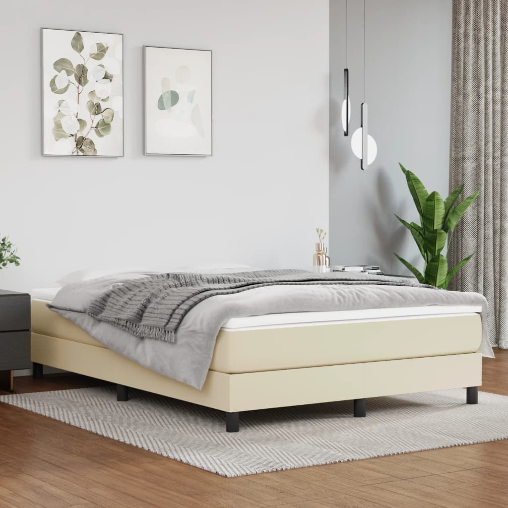 Spring bed mattress, cream, 140x190x20 cm, eco-leather