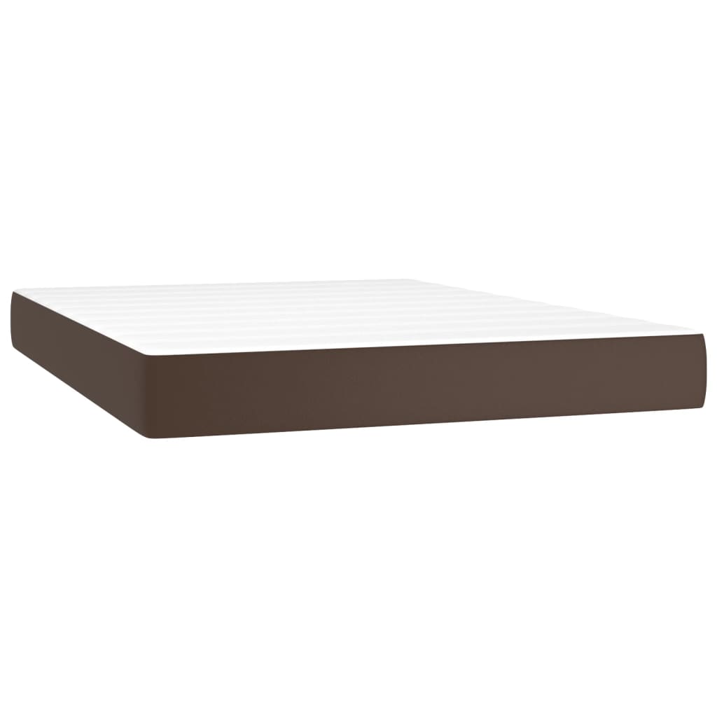 Spring bed mattress, brown, 140x190x20 cm, eco-leather