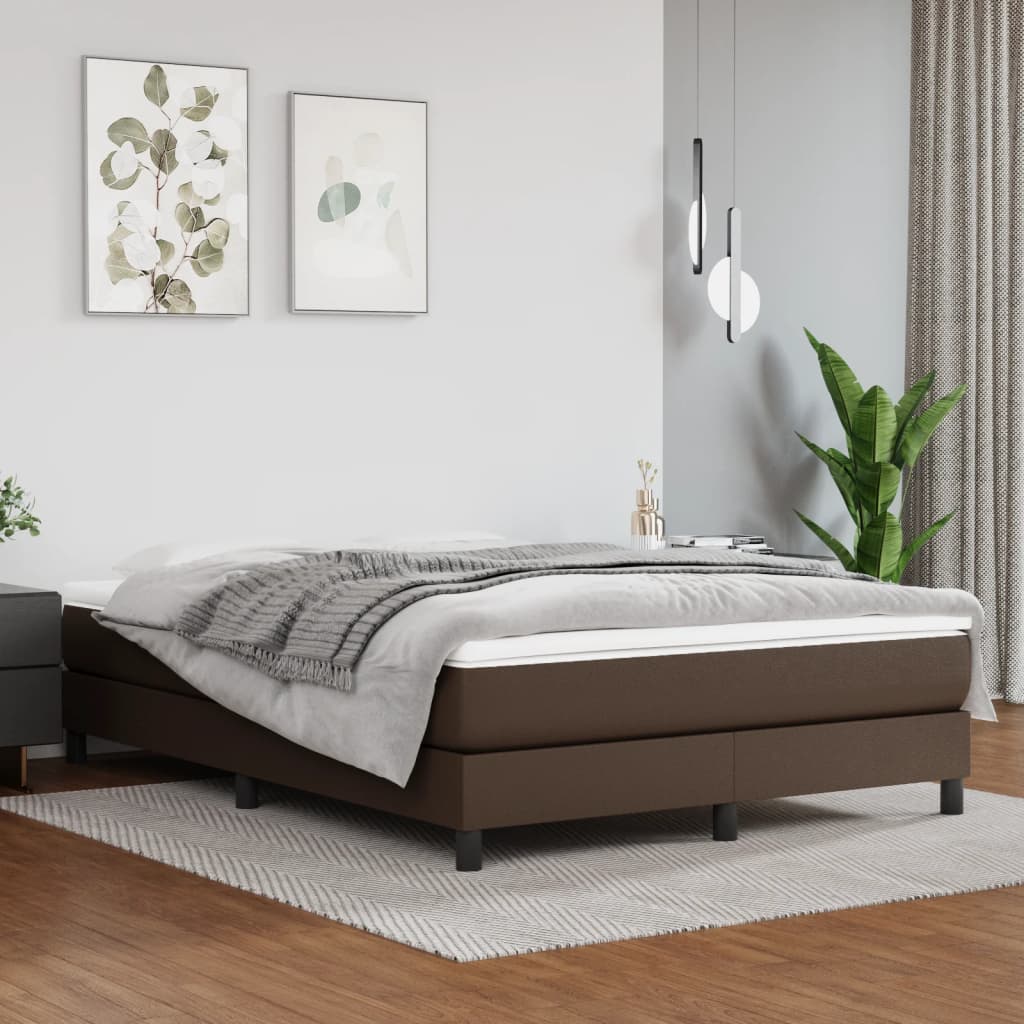 Spring bed mattress, brown, 140x190x20 cm, eco-leather