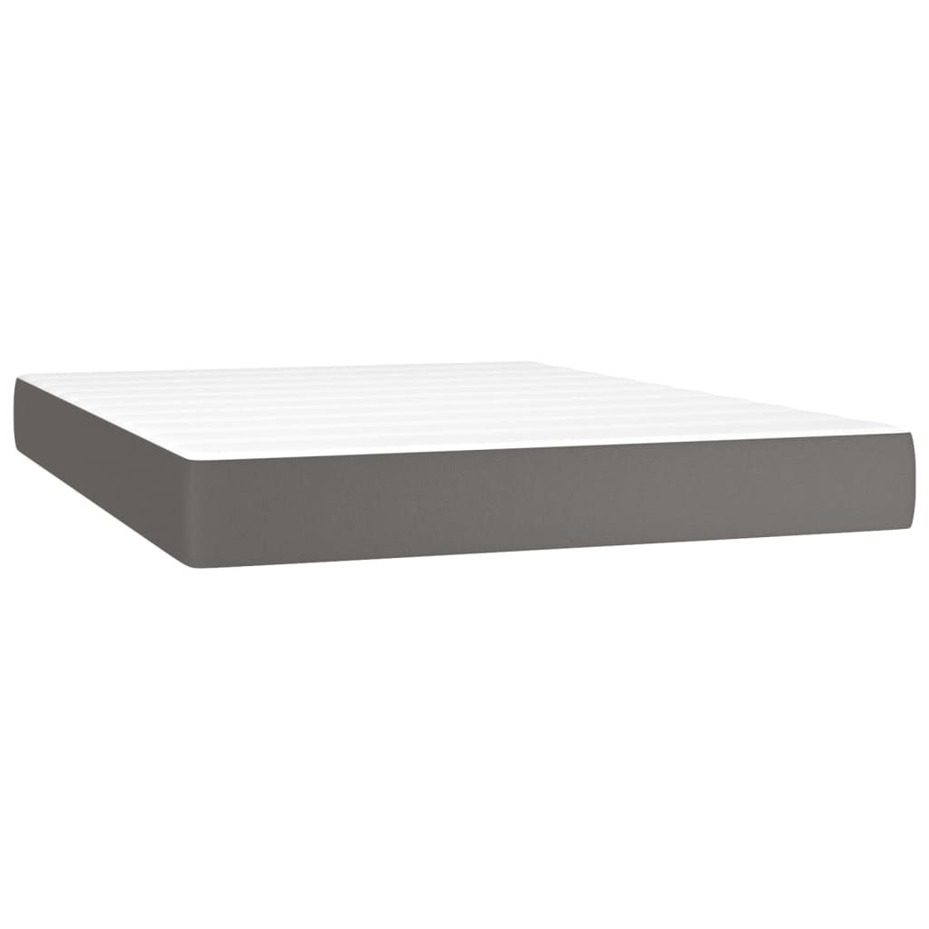 Spring bed mattress, gray, 140x190x20 cm, eco-leather