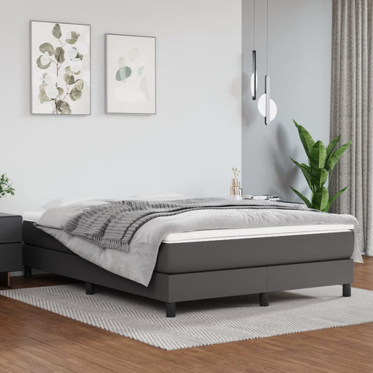 Spring bed mattress, gray, 140x190x20 cm, eco-leather