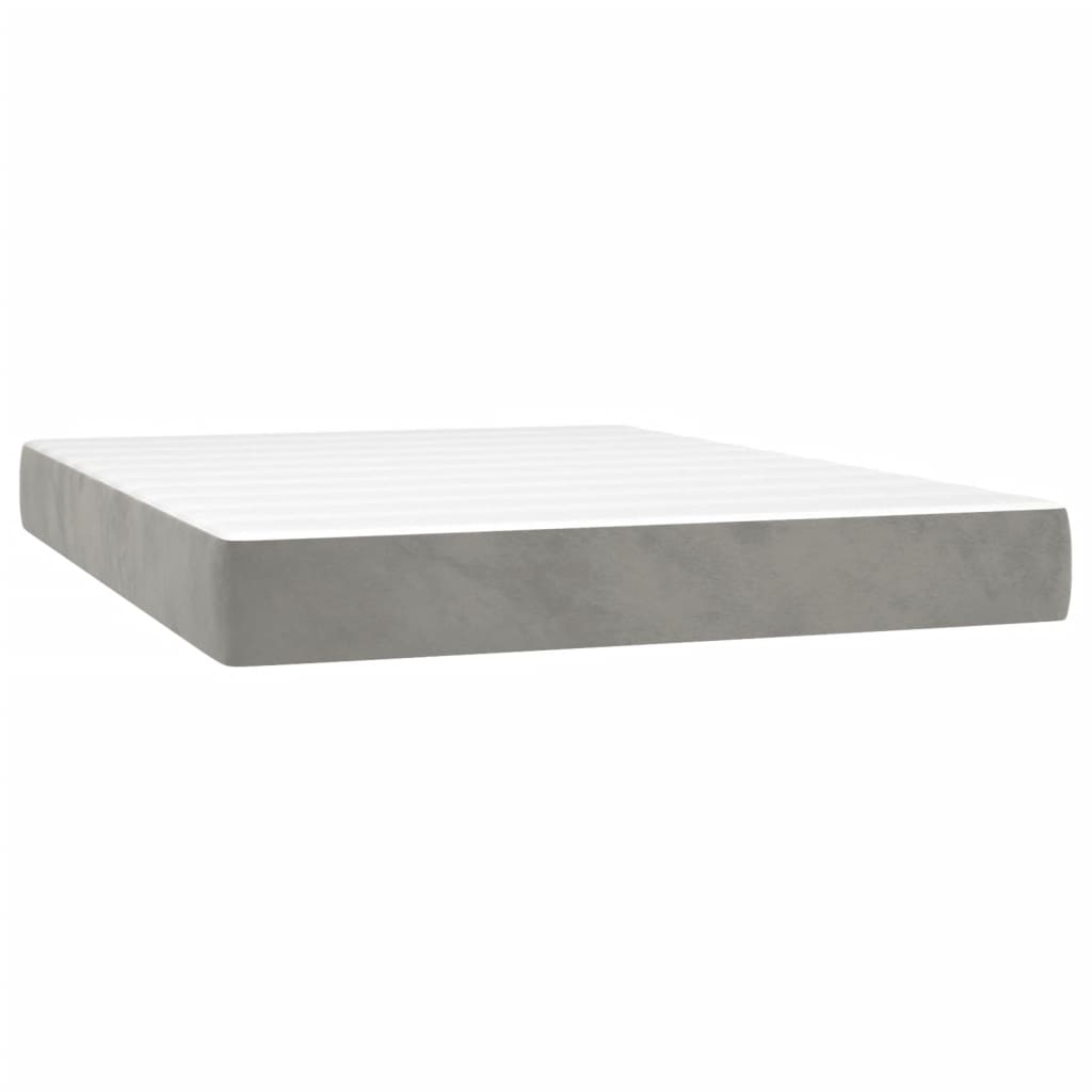 Spring bed mattress, light grey, 140x190x20 cm, velvet