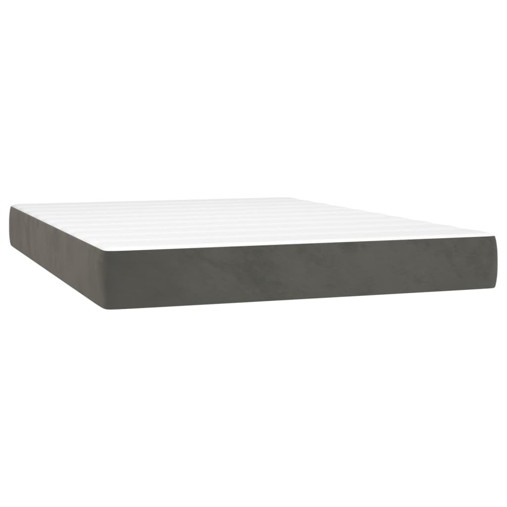 Spring bed mattress, dark grey, 140x190x20 cm, velvet