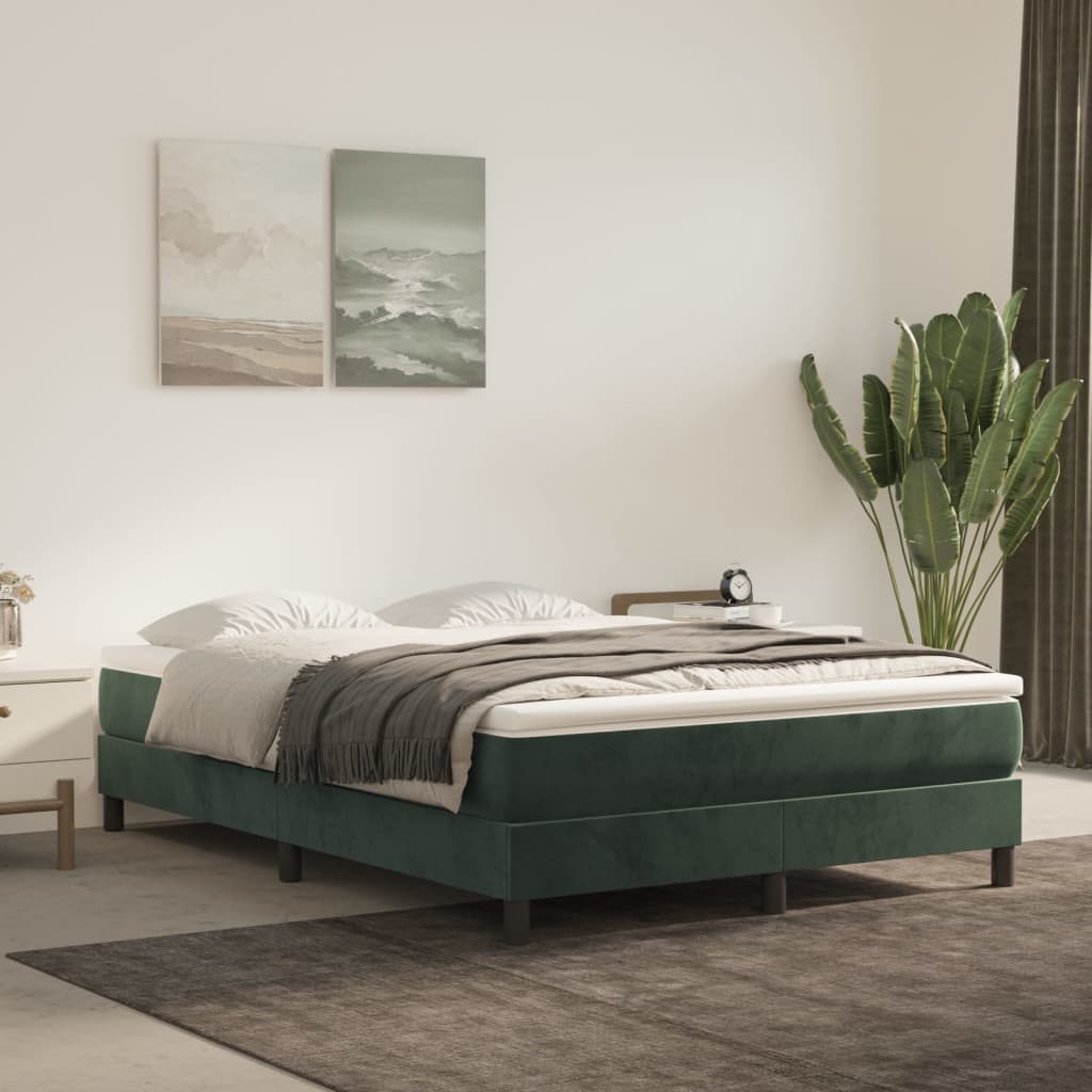 Spring mattress, dark green, 140x190x20 cm, velvet