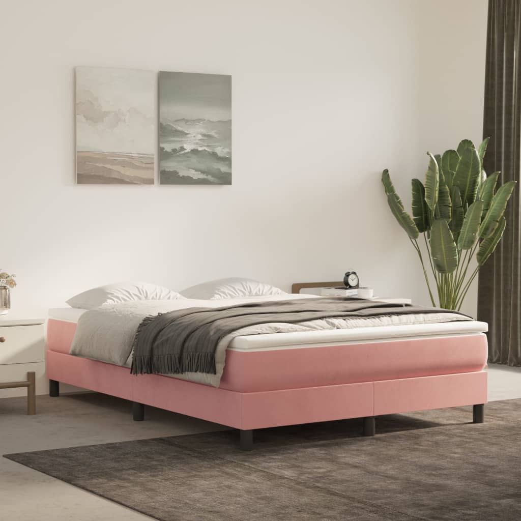 Spring mattress, pink, 140x190x20 cm, velvet