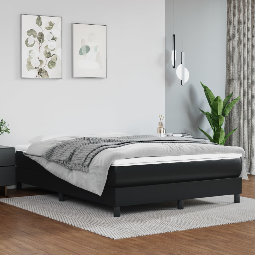 Spring bed mattress, black, 140x200x20 cm, eco-leather