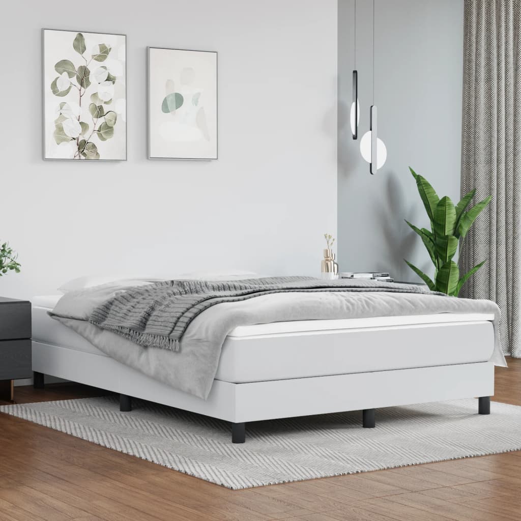 Spring bed mattress, white, 140x200x20 cm, eco-leather