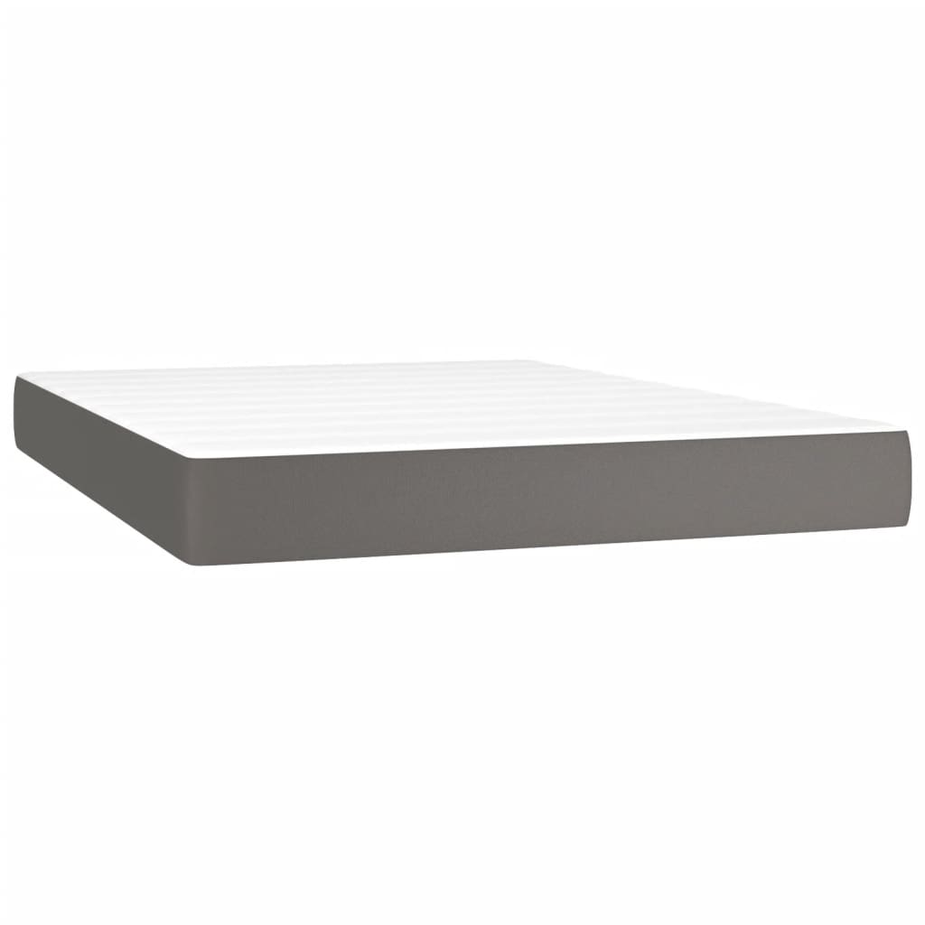 Spring bed mattress, gray, 140x200x20 cm, eco-leather